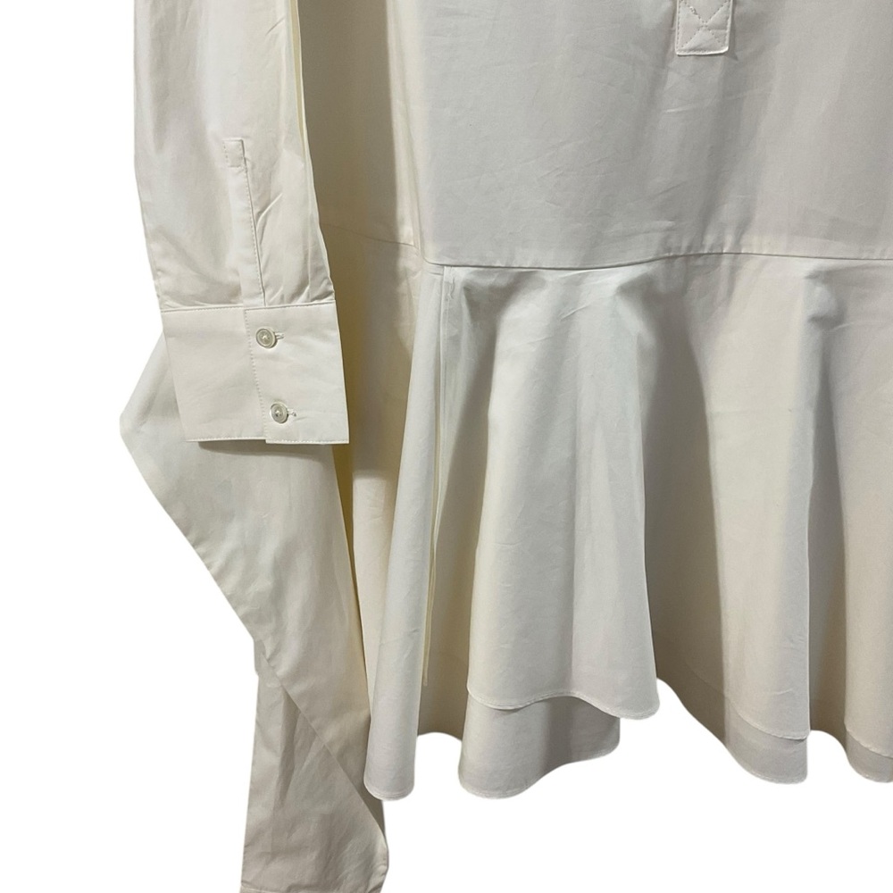 Derek Lam 10 Crosby White Tie-Front Shirt Dress | Peplum Hem ,Chic Minimalist LG - Picture 6 of 16